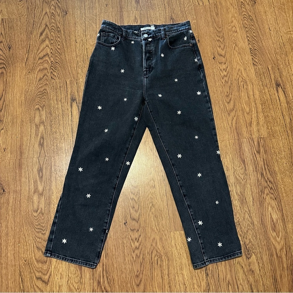 Pacsun Black Wash Floral Daisy Jean Denim High Rise Straight Cut Size 27